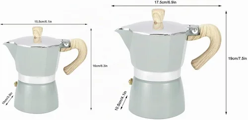 Vista 5 de Cafetera espresso para estufa, taza de café expreso de 3/6, portátil, de aluminio, cafetera italiana, estufa superior, cafetera percoladora