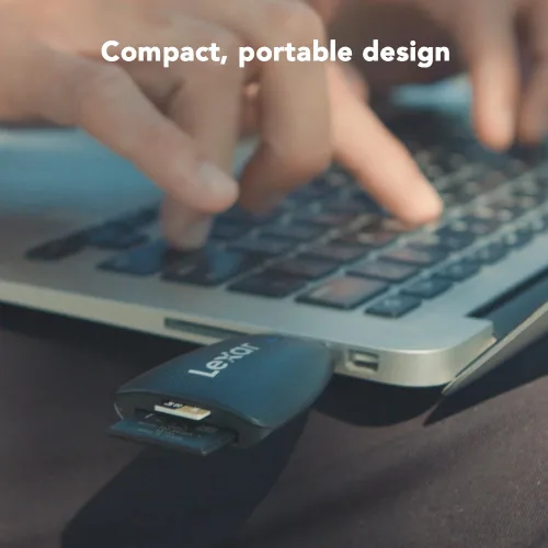 Vista 4 de Lexar Lector Multi-Tarjeta 2 en 1 USB 3.1, Funciona con Tarjetas SD y microSD (LRW450UBNA)