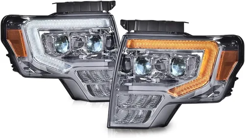 Vista 10 de G-PLUS Conjunto de faros, compatible con Ford F150 2009 2010 2011 2012 2013 2014 (no compatible con estilo LED, solo se ajusta sin estilo LED)