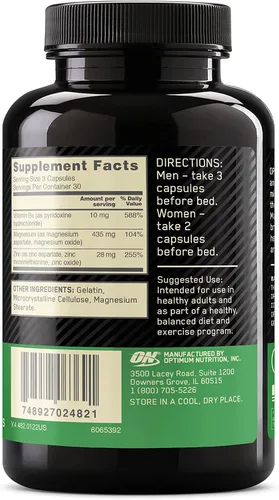 Vista 8 de Optimum Nutrition Suplemento de recuperación muscular y resistencia para hombres y mujeres, suplemento de zinc y magnesio, 90