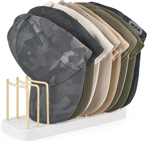 Vista 8 de Mkono Organizador de sombreros para gorras de béisbol, soporte para sombreros para 10 gorras de béisbol, soporte para sombreros de mesa, organizador
