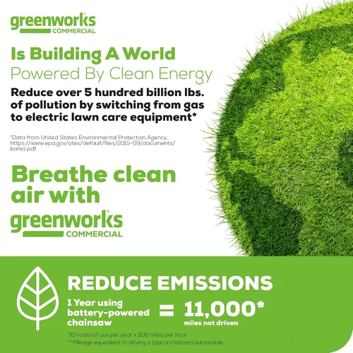 Vista 11 de Greenworks - Motosierra sin escobillas de 82 V, 16 pulgadas (2,4 kW) inalámbrica (225 cortes por carga), batería de 4,0 Ah y cargador rápido