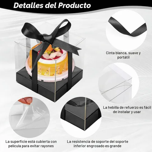 Vista 5 de 12 cajas transparentes para cupcakes de 3.5 pulgadas (negro)