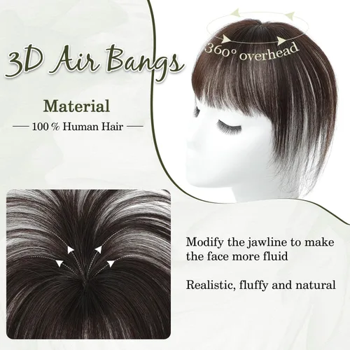 Vista 4 de Ms Taj Extensiones de cabello humano real con clip 360 para mujer, para uso diario (marrón oscuro)