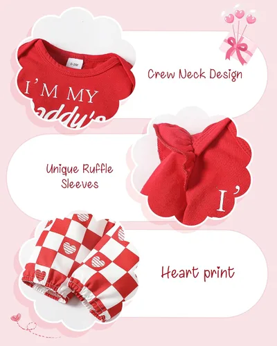 Vista 10 de SUNNY PIGGY Ropa para bebé recién nacida, con volantes, mameluco de algodón floral, conjunto de pantalones de algodón para niñas