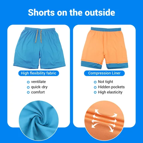 Vista 6 de HEROBIKER Traje de baño para hombre, de secado rápido, con forro de malla, para playa, tabla de surf