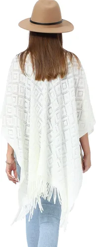Vista 13 de Soul Young - Chal de punto para mujer, poncho con flecos y capa