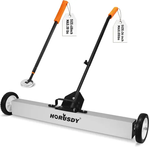 Vista 9 de HORUSDY Barredora magnética rodante de 17 pulgadas con ruedas, mango ajustable, imán resistente de capacidad de 8.8 libras para recoger las uñas