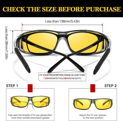 Vista 3 de TJUTR TN2511 - Lentes de conducción de visión nocturna para hombres y mujeres, lentes amarillas polarizadas antirreflejos para noche TN2511