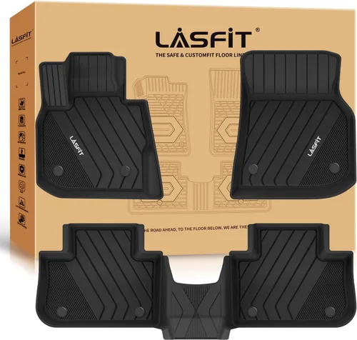Vista 18 de LASFIT - Tapetes de suelo y maletero de auto, ajuste personalizado, de TPE, para todo tipo de clima, impermeable, juego completo, negros