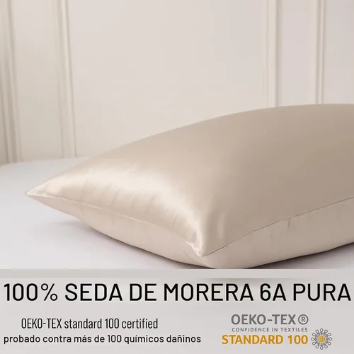 Vista 4 de Bella Coterie - Funda de almohada de seda de lujo para cabello y piel Champán