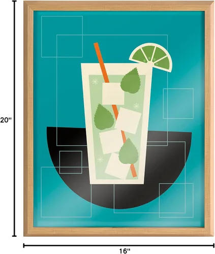 Vista 7 de Kate and Laurel Blake Mojito - Arte de pared de vidrio impreso enmarcado por Amber Leaders Designs, 16 x 20 pulgadas, natural, arte moderno