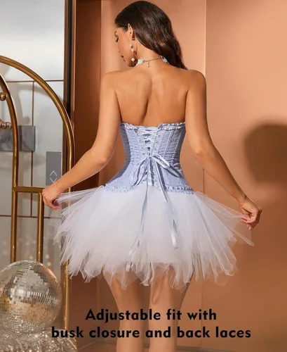 Vista 123 de SZIVYSHI Corsé para mujer, lencería moldeadora, body con cintura de encaje