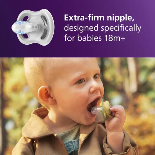 Vista 4 de Philips Avent Chupetes Ultra Air, diseño ortodóntico, para bebés de 18 meses en adelante, pezón simétrico de silicona extra firme, sin BPA, con 2