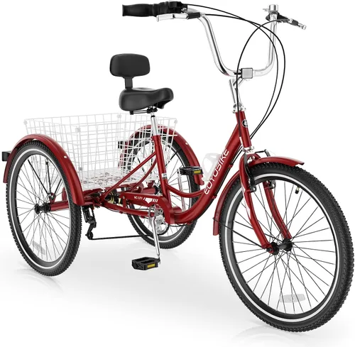 Vista 14 de MOPHOTO Triciclos para adultos, tres ruedas, bicicleta de crucero de 7 velocidades, triciclos para adultos de 20/24/26 pulgadas, ruedas bajas