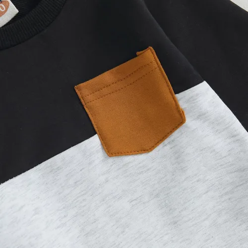 Vista 5 de MAINESAKA 2 piezas de sudadera para bebé niño, ropa de bloque de color, manga larga, sudadera con pantalones deportivos para otoño
