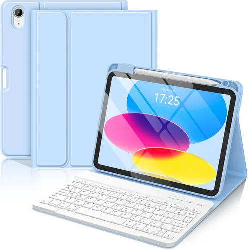 Vista 11 de BQSS Funda para iPad (A16) de 11ª y 10ª Generación con Teclado, Activación/Suspensión Automática, Funda con Teclado Bluetooth Inalámbrico