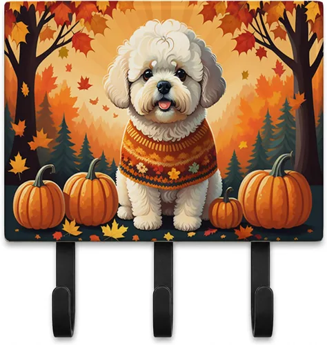 Vista 17 de Affenpinscher - Correa de otoño o llavero Affenpinscher Fall artwork on ceramic tile with three steel hooks for keys, leashes, towels