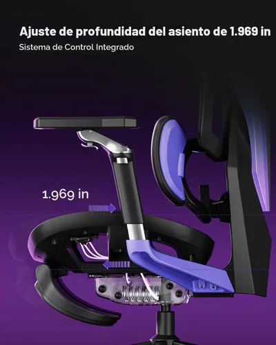 Vista 8 de AutoFull G7 Silla ergonómica RGB para juegos, silla de malla certificada IGR con soporte lumbar de 3 zonas, ajuste de 22 puntos, reposabrazos