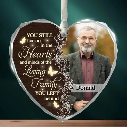 Vista 7 de Adorno de cristal conmemorativo personalizado – Pérdida de papá, mamá, tío, regalo de condolencia de condolencia, en memoria amorosa, recuerdo