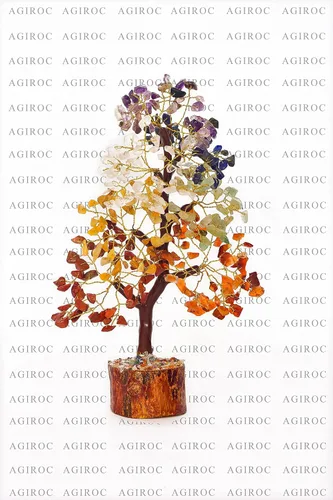 Vista 9 de Árbol de la vida de siete chakras, piedra preciosa natural curativa de cristal bonsái, árbol artificial de 7 chakras, árbol del dinero, riqueza