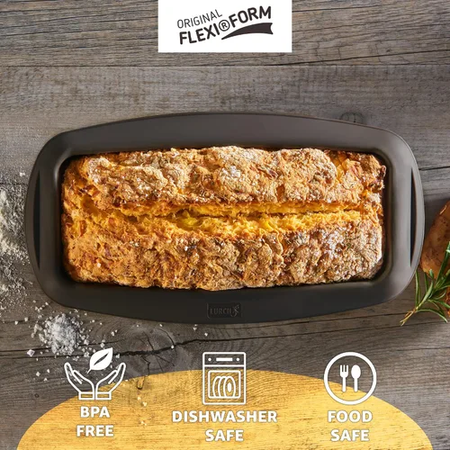 Vista 2 de LURCH Germany Flexiform - Molde de silicona antiadherente para hornear pasteles caseros, panes, pasteles de carne y postres