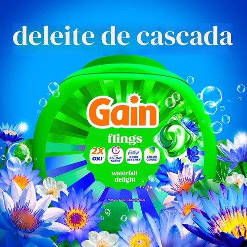 Vista 5 de Gain flings Ultra Oxi Cápsulas de Detergente para Ropa, 60 Unidades, Aroma Waterfall Delight, 3 en 1, Compatible con HE