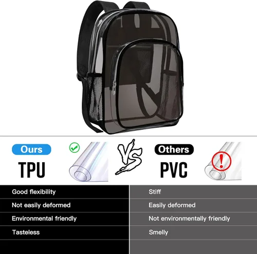 Vista 4 de HEEYA Mochila transparente resistente para seguridad, deportes, trabajo, viajes, estadio
