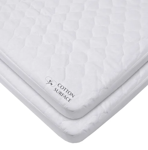 Vista 8 de Funda para colchón de mini cuna impermeable elástica acolchada de American Baby Company, Blanco