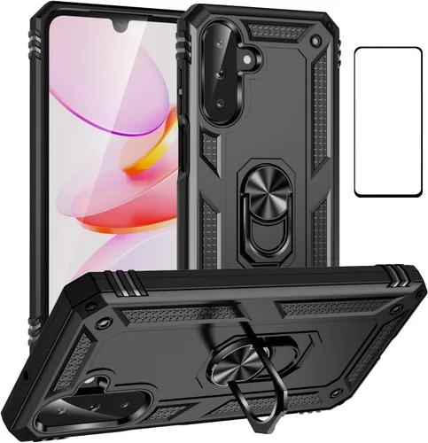 Vista 45 de Funda para Xiaomi POCO X3 NFC /X3 Pro con protector de pantalla, armadura de protección militar híbrida resistente a prueba de golpes, funda Negro