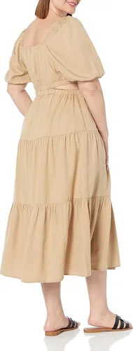 Vista 5 de The Drop Vestido largo Anaya con cuello cuadrado recortado y escalonado para mujer