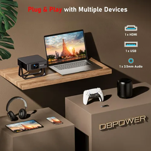 Vista 9 de [Ultradelgado de 1.97 pulgadas Enfoque automático Aplicaciones integradas Soporte de 360°] Mini proyector inteligente con WiFi y Bluetooth