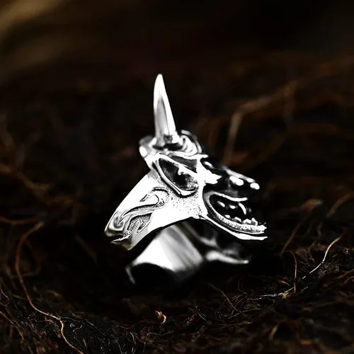 Vista 3 de Anillos de calavera de acero inoxidable, anillo de muerte grueso y vanguardista para hombres