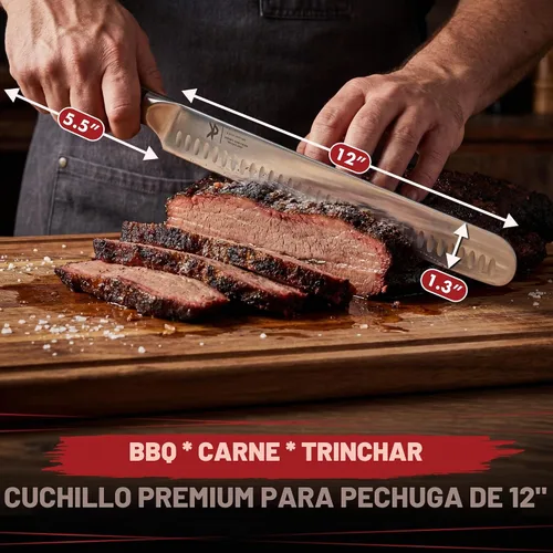 Vista 4 de Kitchen Perfection BBQ - Juego de cuchillos para cortar carne y rebanar pechuga