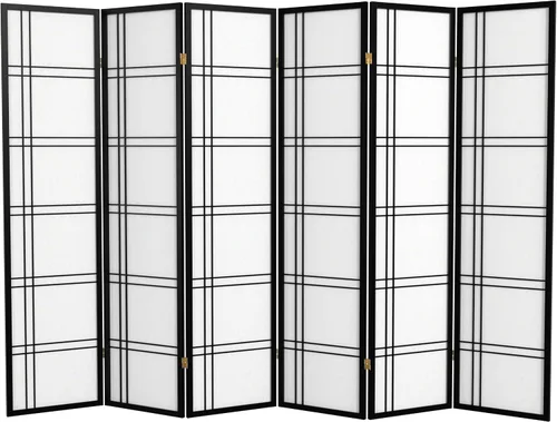 Vista 31 de Oriental Furniture - Pantalla Shoji de doble cruz de 6 pies de alto, color negro, 3 paneles