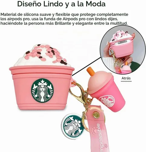 Vista 3 de Linda funda de helado con forma de taza Kawaii para AirPods Pro de segunda generación (Rosa)