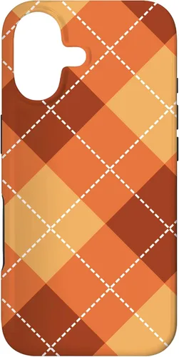 Vista 32 de Funda para iPhone 13 Pro, naranja, amarillo y marrón, a cuadros, otoño, calabazas