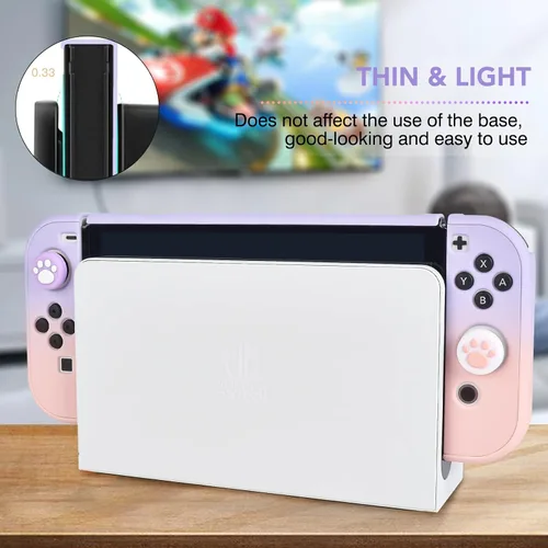 Vista 5 de DLseego Switch OLED Protective Case Dockable Hard Shell Anti-Scratch Cover Joycon Accessory Skin with 6PCS Thumb Grips Caps and 2Pc Screen