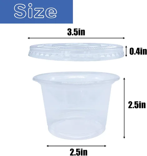 Vista 2 de Qinsihwn Paquete de 50 Vasos de Plástico Desechables de 8 OZ con Tapas, Vasos de Porciones Transparentes con Tapas Planas, Vaso Desechable