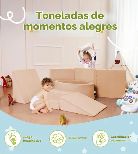 Vista 4 de Elftopia Bloques de Escalada de Espuma con Piscina de Pelotas y Escaleras para Niños Pequeños de 1-3 Años - Conjunto de Juego Suave para Gatear
