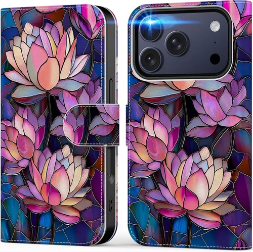 Vista 30 de DEENAKIN Funda tipo cartera para iPhone 15 con tarjetero + clip para efectivo, bloqueo RFID, protección contra caídas de grado militar y obras