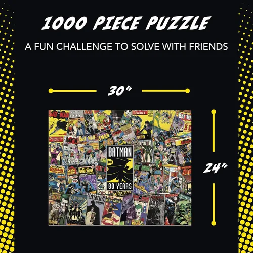Vista 2 de Paladone Batman - Rompecabezas de 1000 piezas, rompecabezas retro de cultura pop, collage de cómics a través del tiempo, amarillo