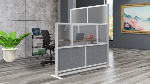 Vista 5 de Luxor MW-7070-FCG - Sistema modular de división de ambientes de pared, marco plateado, 70 pulgadas de ancho x 15.75 pulgadas de profundidad x 70