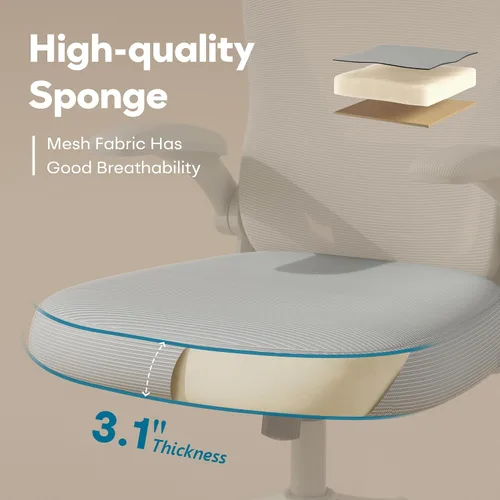 Vista 7 de SeekFancy Silla de oficina ergonómica M903, silla de escritorio para computadora con ruedas, silla de oficina de malla con respaldo alto con soporte