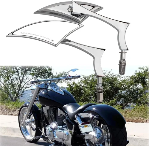 Vista 5 de Espejos retrovisores cromados para motocicleta Davidson Cruiser Choppers Bobber Bike