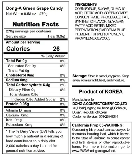 Vista 2 de LENITH - Caramelos coreanos surtidos populares con sabor a fruta (uva verde, 9.52 oz)
