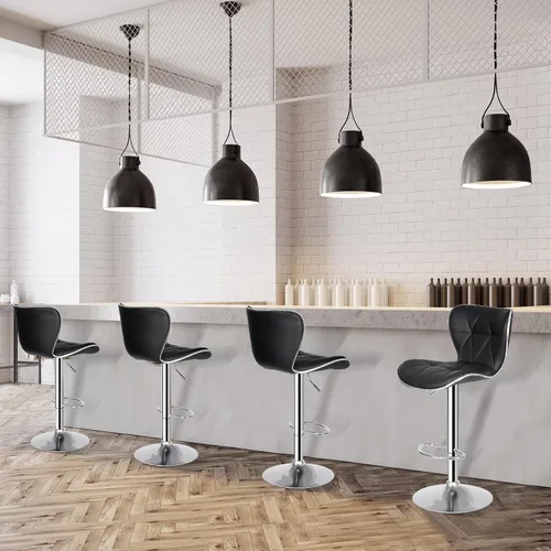 Vista 2 de Nova Microdermabrasion Taburetes de bar ajustables giratorios modernos de piel sintética para isla de cocina, taburete de bar con respaldo