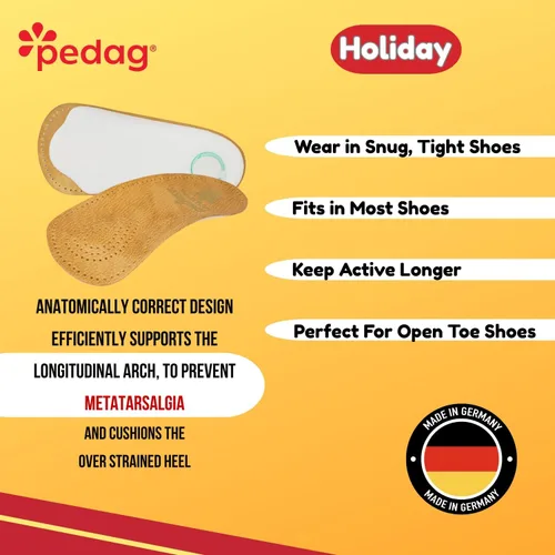 Vista 6 de Pedag Holiday Plantillas ortopédicas de piel de oveja de 3/4 Hechas a mano en Alemania Soporte para el arco Almohadilla metatarsal