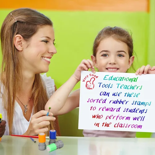 Vista 2 de 12 sellos para profesores, autoentintados, motivacionales, alentadores, regalos para profesores, sellos fotosensibles elementales, sellos