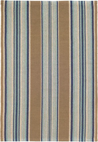 Vista 6 de Dash & Albert Barbados - Alfombra de algodón tejida a mano con rayas azules, 5 x 8 pies, patrón de rayas azules